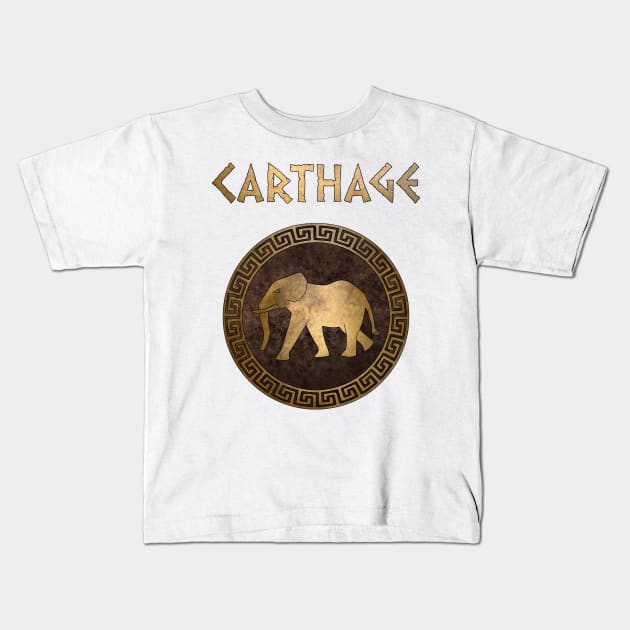 Ancient Carthage Hannibal War Elephant Kids T-Shirt by AgemaApparel